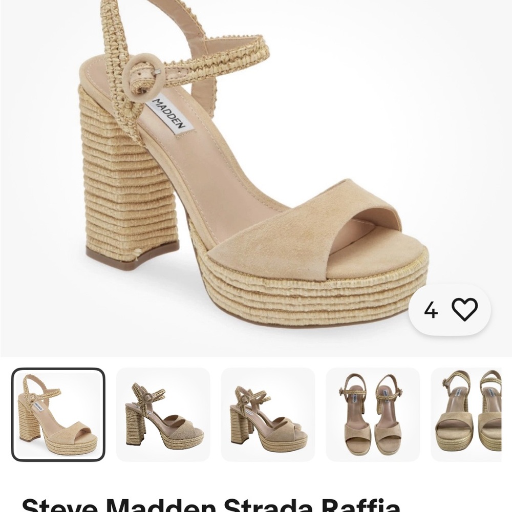 Steve Madden Beige Raffia Wedge Sandals